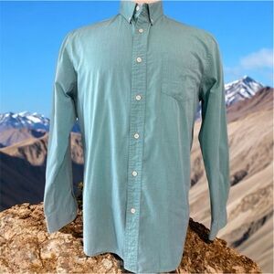 Chaps Men's Custom Fit Long Sleeve Button-Down Shirt Green Size L